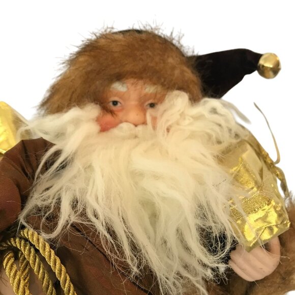 Safari Christmas Santa Claus Figurine Home Decor With Faux Fur & Gifts 20" - Picture 3 of 13